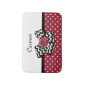 Rood en Wit Polka Dots Leuk Roos Chevron Bow Badmat (Voorkant Verticaal)