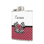 Rood en Wit Polka Dots Leuk Roos Chevron Bow Heupfles (Links)
