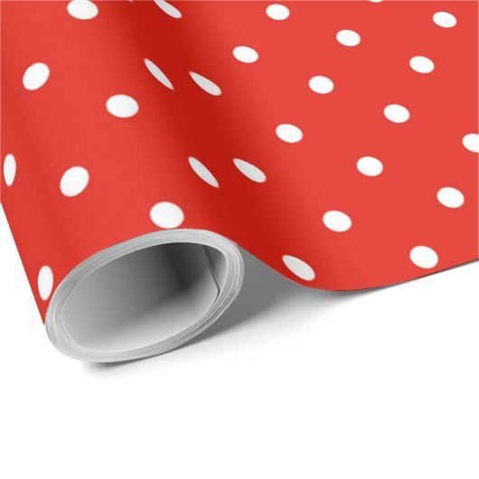 Rood en Wit Polka Dots Retro Wrapping Papier (Rol Hoek)