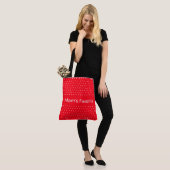 Rood en wit polka stip ontwerp tote bag (Op model)