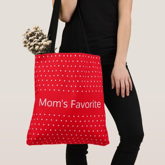 Rood en wit polka stip ontwerp tote bag (Dichtbij)