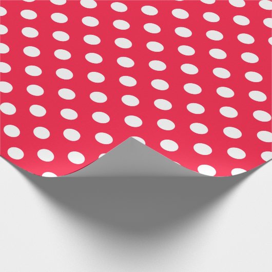 Rood en wit polka stippen inpakpapier (Hoek)