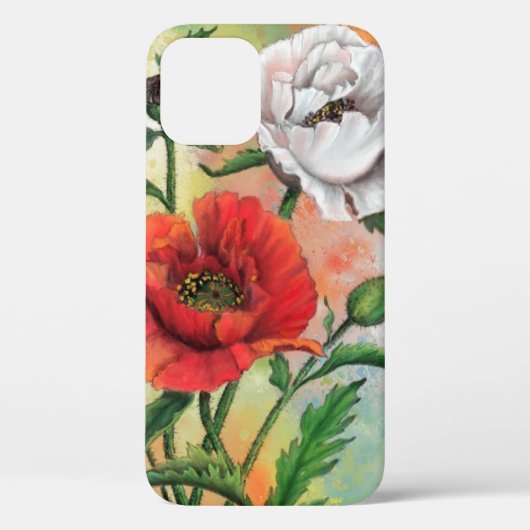 Rood en Wit Poppies iPhone Case (Achterkant)