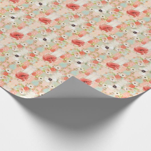 Rood en Wit Poppy  Cadeaupapier (Hoek)