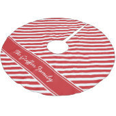 Rood en wit Preppy Stripes Monogram Kerstboom Rok (Gekanteld)