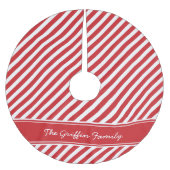 Rood en wit Preppy Stripes Monogram Kerstboom Rok (Voorkant)