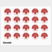 Rood en wit prettig kerstfeest met liefde ronde sticker (Vel)