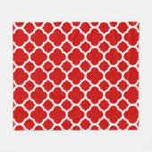 Rood en wit Quatrefoil patroon Fleece Deken (Voorkant (Horizontaal))
