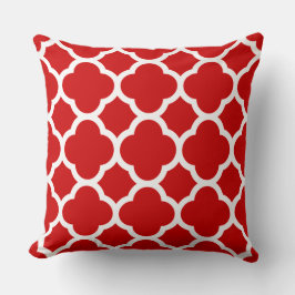 Rood en wit Quatrefoil patroon Kussen