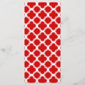 Rood en wit Quatrefoil Slim Dinner Menu (Achterkant)