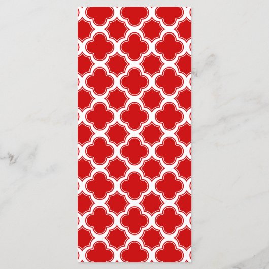 Rood en wit Quatrefoil Slim Dinner Menu (Achterkant)