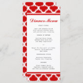 Rood en wit Quatrefoil Slim Dinner Menu (Voorkant / Achterkant)
