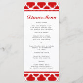 Rood en wit Quatrefoil Slim Dinner Menu (Voorkant)