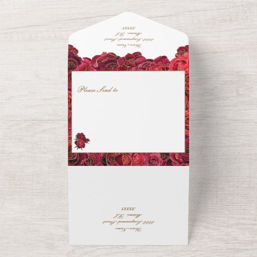 Rood en Wit Quinceañera Betaalbare Uitnodigingen (Buitenkant)