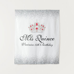 Rood en Wit Quinceanera Fotohokje Wandkleed
