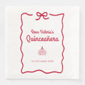 Rood en wit Quinceañera Servet (Voorkant)