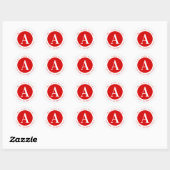 Rood en wit | Retouradres Monogram Ronde Sticker (Vel)