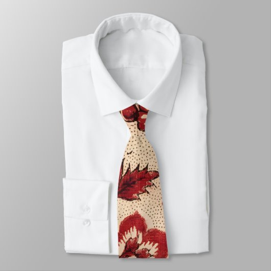 Rood en Wit Retro Bloemen Ontwerp Stropdas (Gebonden)