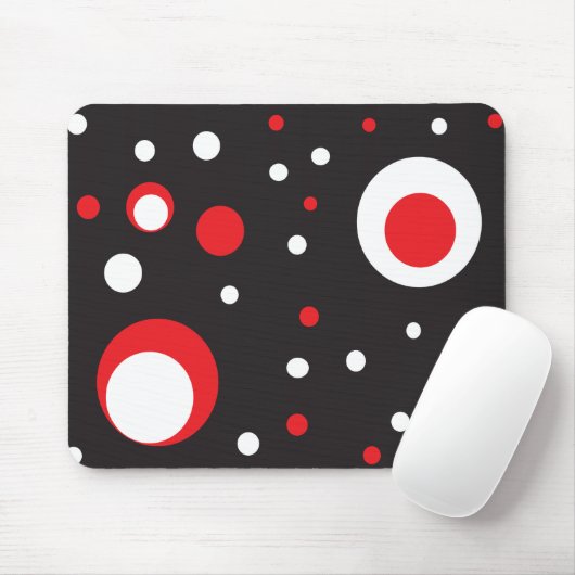 Rood en Wit Retro Cirkel Mousepad Muismat (Met muis)
