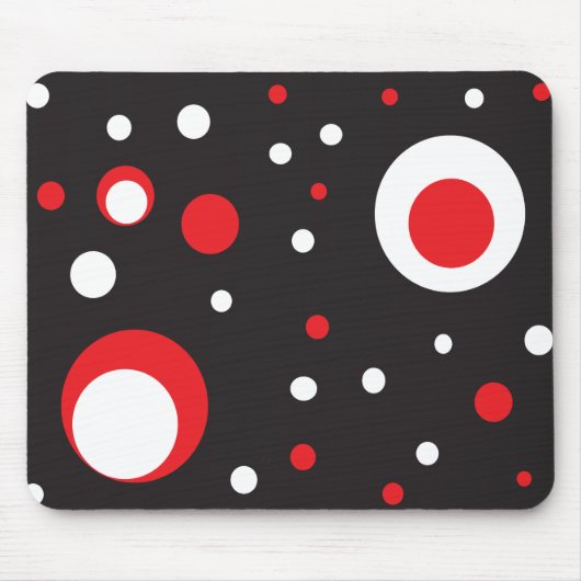 Rood en Wit Retro Cirkel Mousepad Muismat (Voorkant)