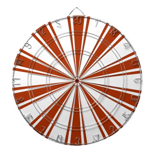 Rood en wit retro funky zonnestrepen dartbord (Voorkant)