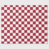 Rood en Wit Retro Kerstmis Geruit Cadeaupapier (Vlak)