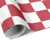 Rood en Wit Retro Kerstmis Geruit Cadeaupapier (Rol Hoek)