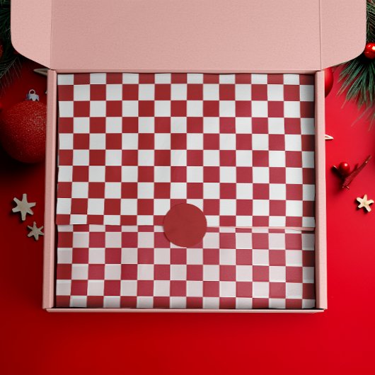 Rood en Wit Retro Kerstmis Geruit Tissuepapier