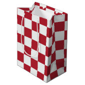 Rood en Wit Retro Kerstmisruit Medium Cadeauzakje (Achterkant Gekanteld)