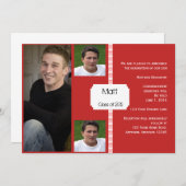 Rood en wit Retro Photo Afstuderen Kaart (Voorkant / Achterkant)