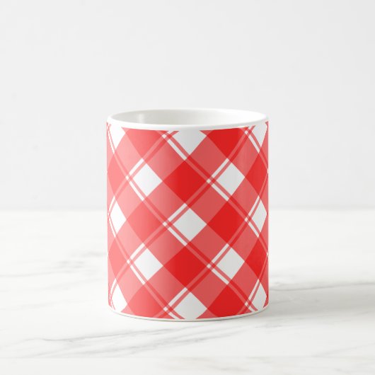 Rood en Wit Retro Plaid Mok (Center)