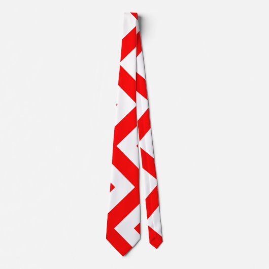 Rood en Wit Reus Verticale Chevron Stropdas (Voorkant)