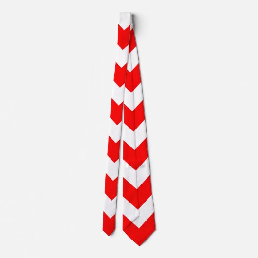 Rood en Wit Reuzengrootte Chevron Stropdas (Achterkant)