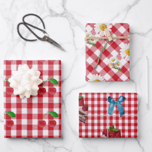 Rood en Wit Rockabilly Gingham Gift Wrap HAMbyWG Inpakpapier Vel