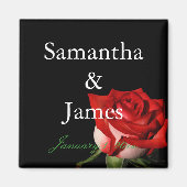 Rood en wit Roos - Aangepast huwelijk Magneet (Voorkant)