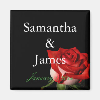 Rood en wit Roos - Aangepast huwelijk Magneet