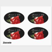 Rood en wit Roos - Aangepast huwelijk Ovale Sticker (Vel)