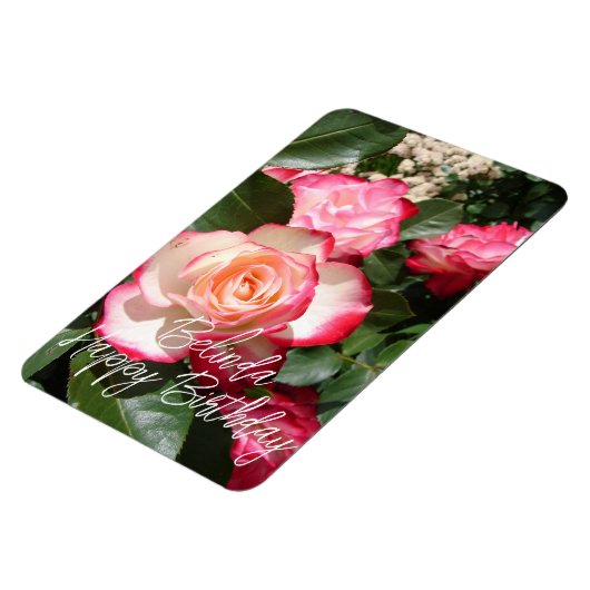 Rood en wit Roos Bloemen Bloemen Rozen Kaart Magneet (Linkerzijde)