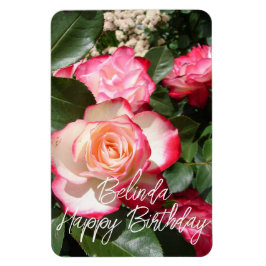 Rood en wit Roos Bloemen Bloemen Rozen Kaart Magneet