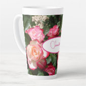 Rood en wit Roos Bloemen Bloemen Rozen Latte Mok (Linkerhoek)