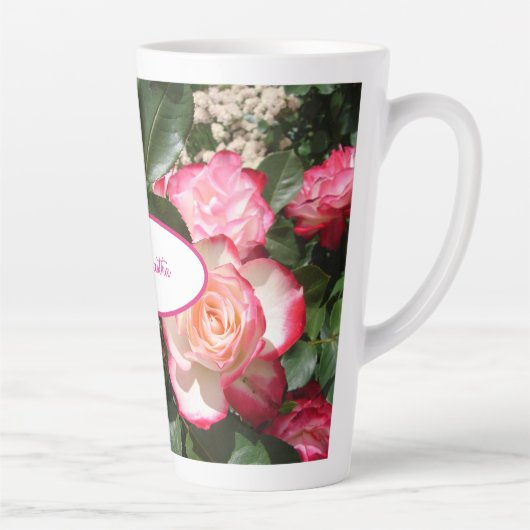 Rood en wit Roos Bloemen Bloemen Rozen Latte Mok (Rechts)