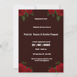 Rood en Wit Roos Bloemen Engagement Party Invitat Kaart