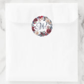 Rood en wit Roos bloemenkrans monogram Ronde Sticker (Tas)