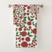  rood en wit Roos Bloemenpatroon Bad Handdoek (Insitu)