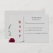Rood en wit Roos bruiloft RSVP Kaartje (Voorkant / Achterkant)
