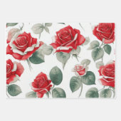 Rood en wit roos inpakpapier vel (Voorkant 3)
