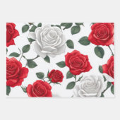 Rood en wit roos inpakpapier vel (Voorkant 2)