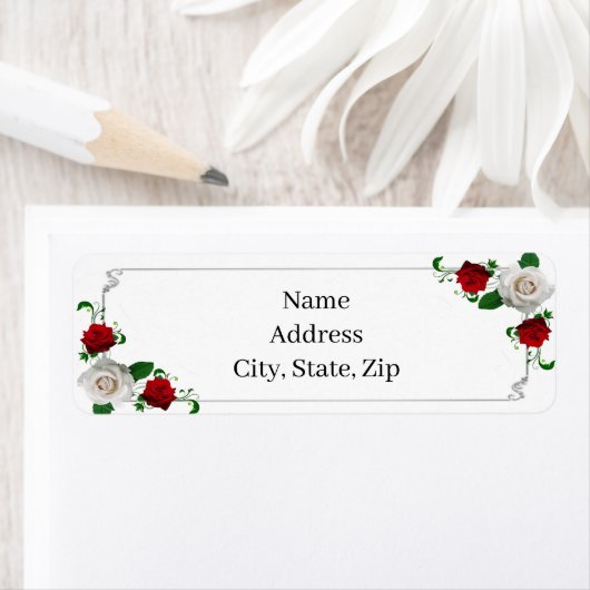Rood en wit Roos kerstbruiloft Etiket (Insitu)