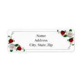 Rood en wit Roos kerstbruiloft Etiket (Voorkant)