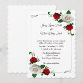 Rood en wit Roos kerstfeest Kaart (Voorkant / Achterkant)